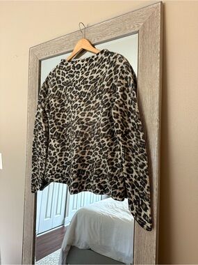 Generation Love Revolve Cheetah Print Wool Cashmere Blend Mockneck Sweater Large